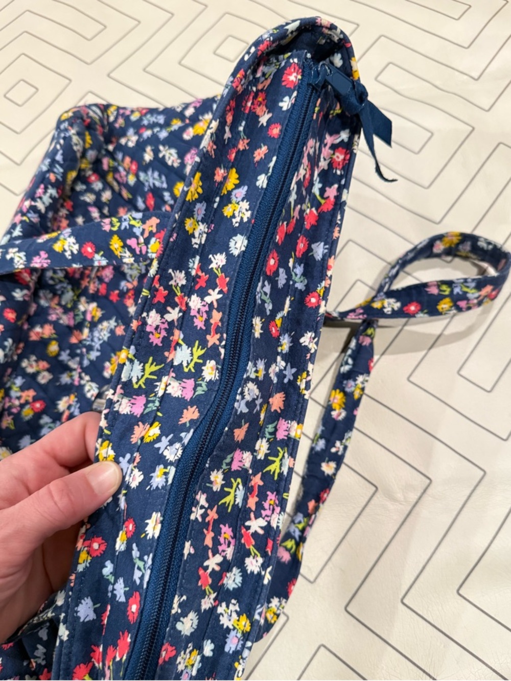 Vera Bradley Navy Floral Tote Purse - Picture 8 of 13